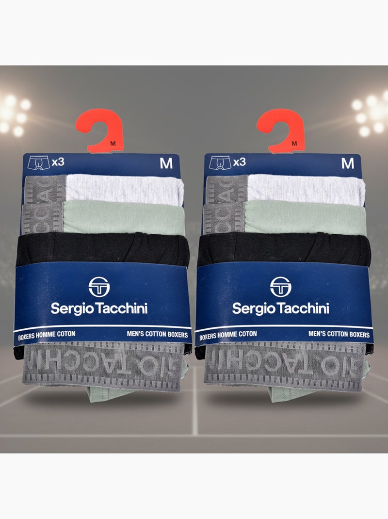 Pack de 6 Cuecas Boxer Homem SERGIO TACCHINI Preto Cinza - Kiabi