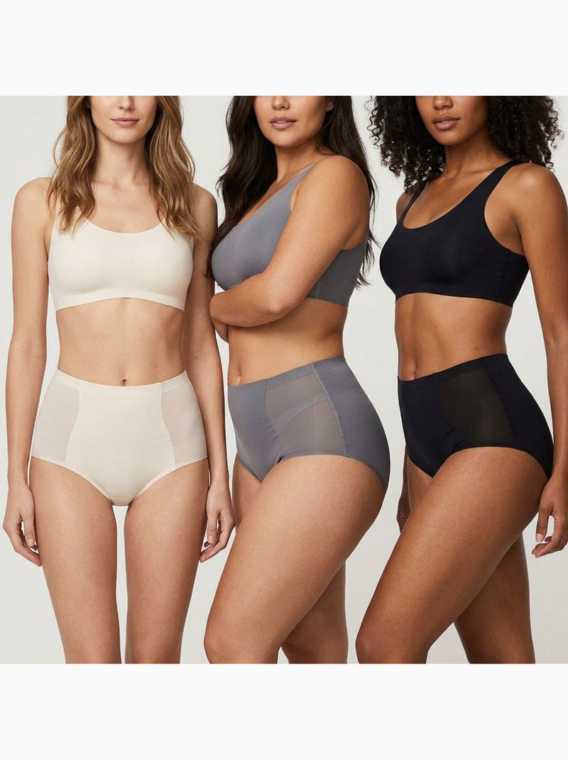 Pack de 6 Cuecas Mulher Invisíveis Renda e Laser OZABI Preto Malva - Kiabi