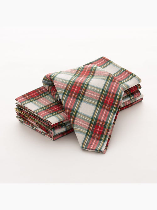Pack de 6 guardanapos de natal em algodão, fio dourado em relevo, padrão tartan - gamusi - Kiabi