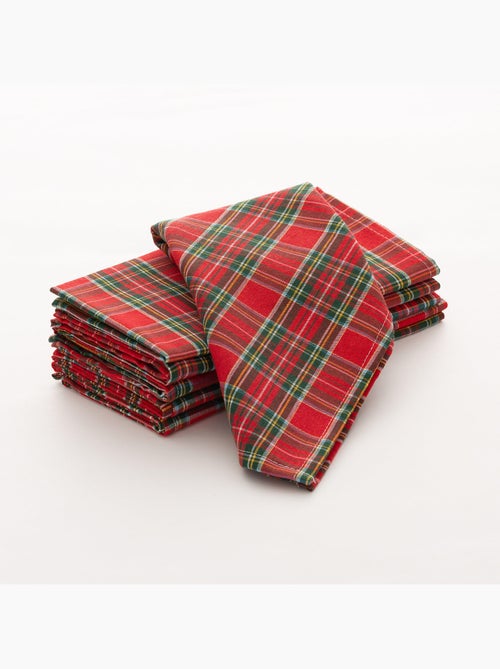 Pack de 6 guardanapos de natal em algodão, fio dourado em relevo, padrão tartan - gamusi - Kiabi