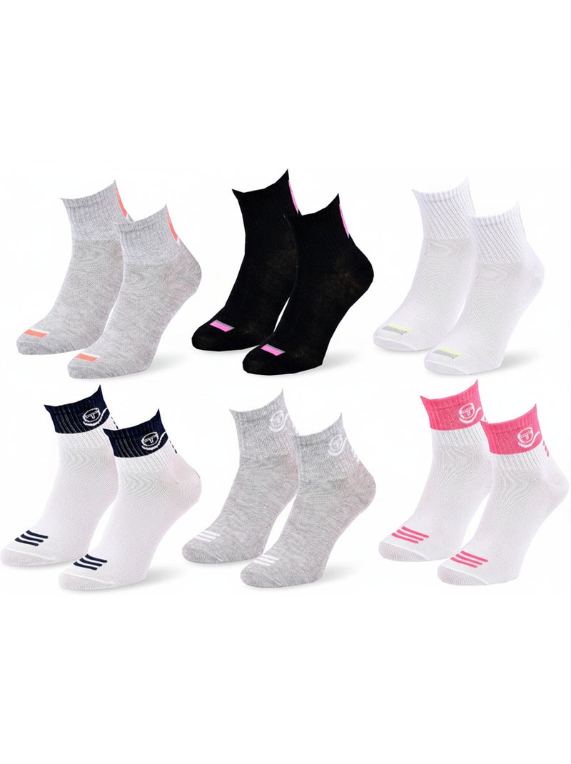Pack de 6 meias curtas rapariga sergio tacchini quarter Cinza-preto - Kiabi