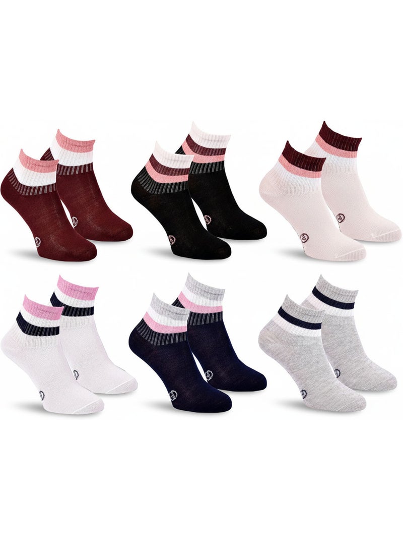 Pack de 6 meias curtas rapariga sergio tacchini quarter Preto Bordeaux - Kiabi
