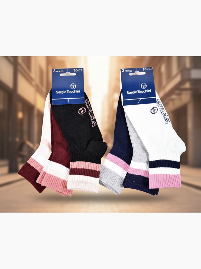 Pack de 6 meias curtas rapariga sergio tacchini quarter Preto Bordeaux - Kiabi