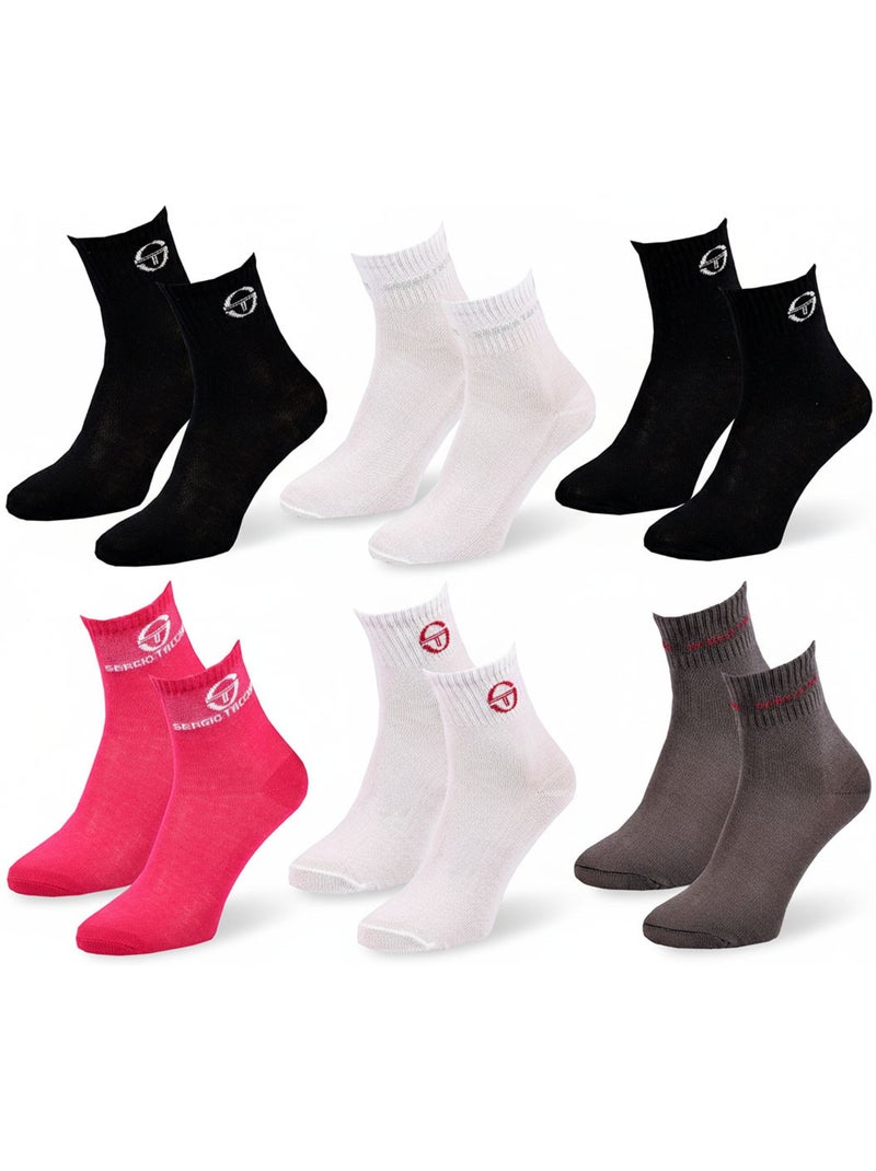 Pack de 6 meias curtas rapariga sergio tacchini quarter Preto Branco - Kiabi