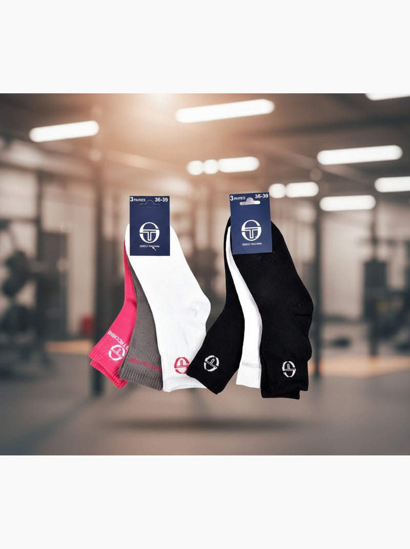 Pack de 6 meias curtas rapariga sergio tacchini quarter Preto Branco - Kiabi