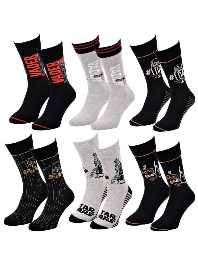 Pack de 6 Meias Homem DISNEY STAR WARS Preto Cinza Preto - Kiabi