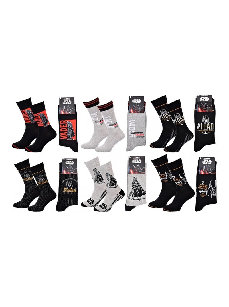 Pack de 6 Meias Homem DISNEY STAR WARS Preto Cinza Preto - Kiabi