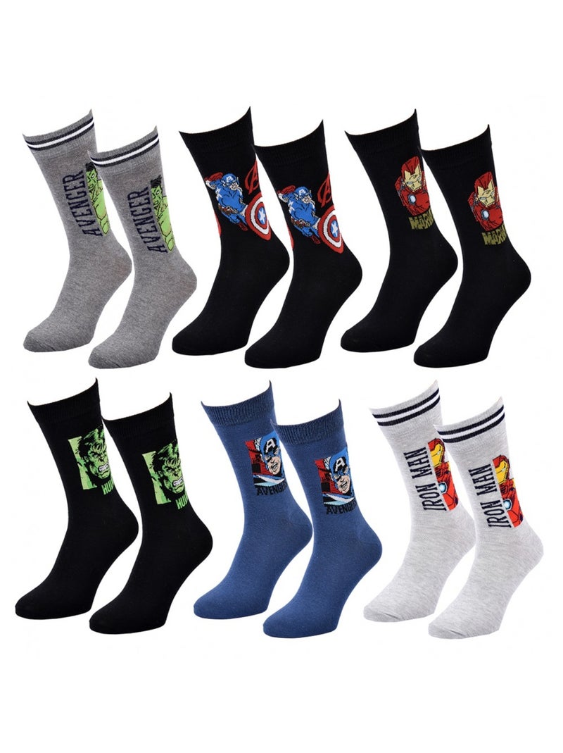 Pack de 6 Meias Homem LICENCE Cinza-preto azul - Kiabi