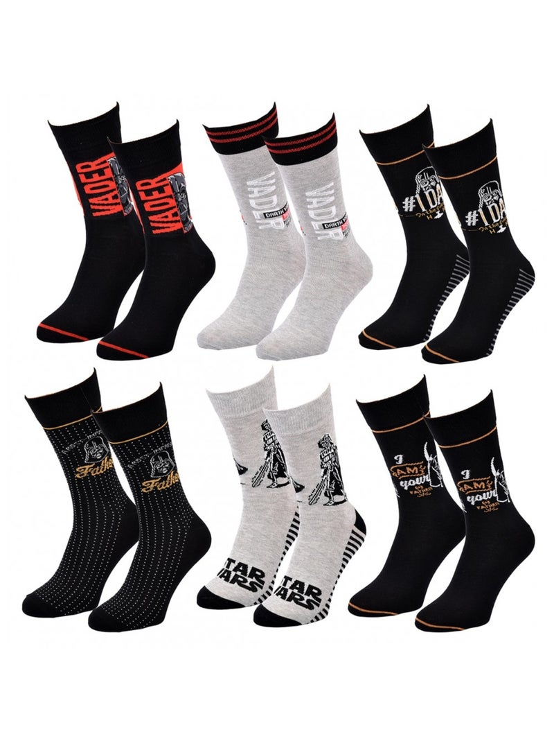 Pack de 6 Meias Homem LICENCE Preto Cinza Preto - Kiabi