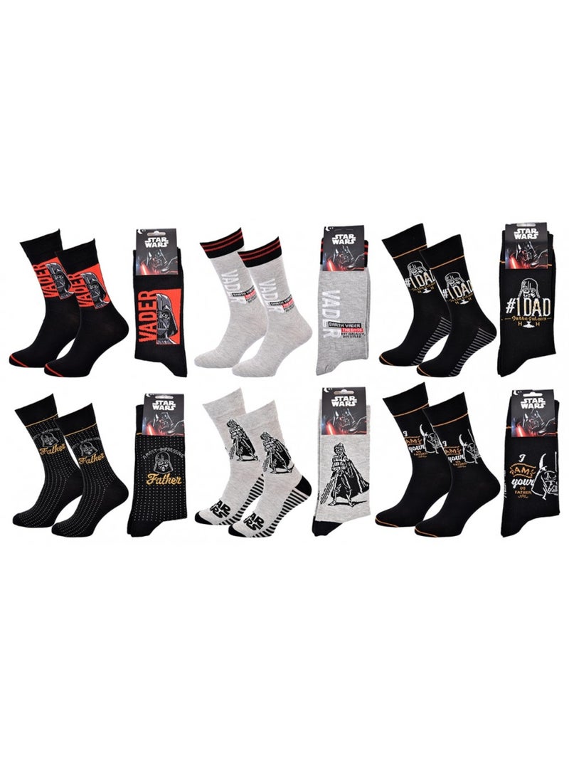 Pack de 6 Meias Homem LICENCE Preto Cinza Preto - Kiabi