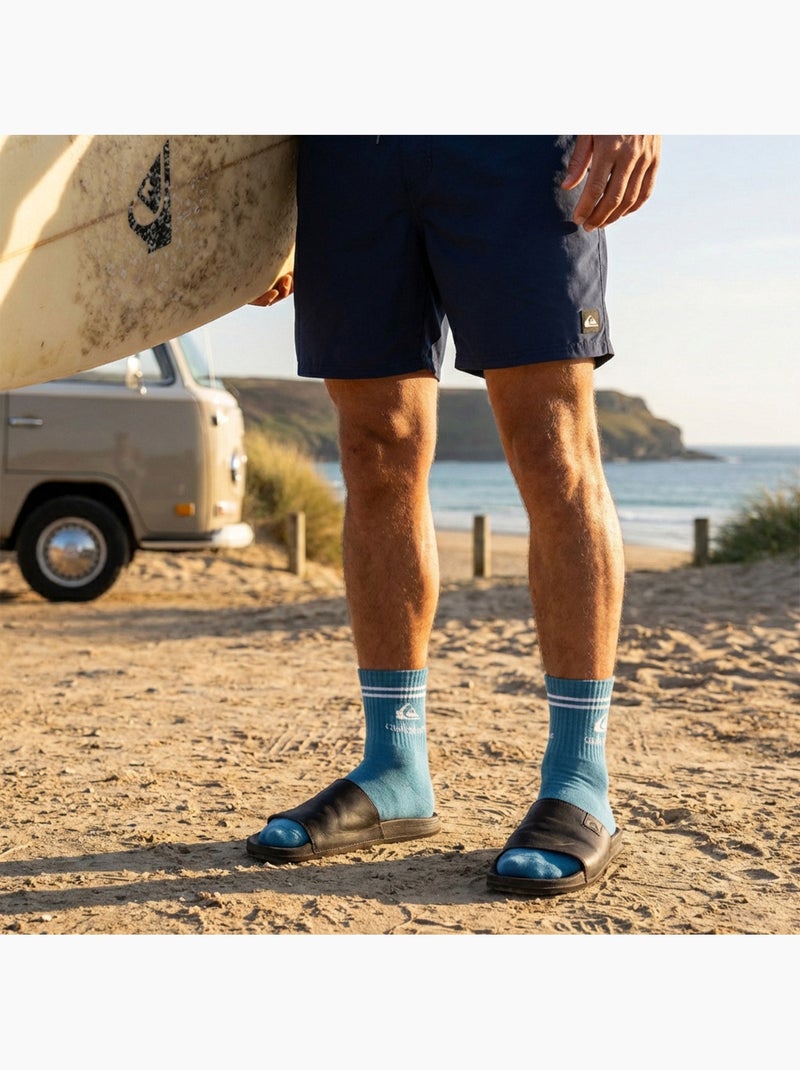 Pack de 6 Meias Homem QUARTER Desporto QUIKSILVER Azul-lago - Kiabi