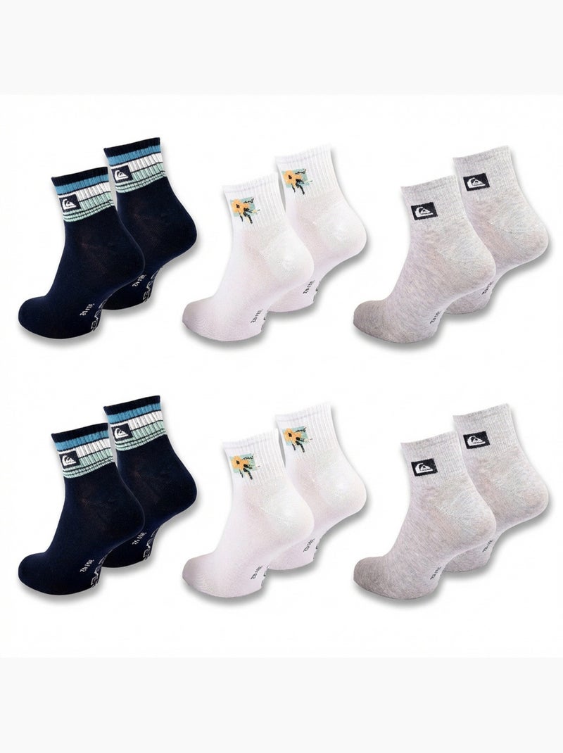 Pack de 6 Meias Homem QUARTER Desporto QUIKSILVER Azul-marinho - Kiabi