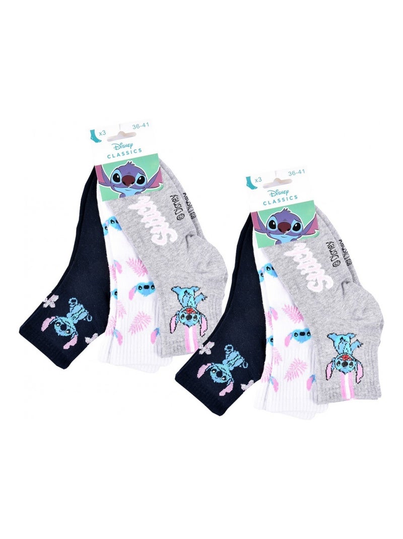 Pack de 6 Meias Mulher LILO E STITCH Azul Multicolor Branco - Kiabi