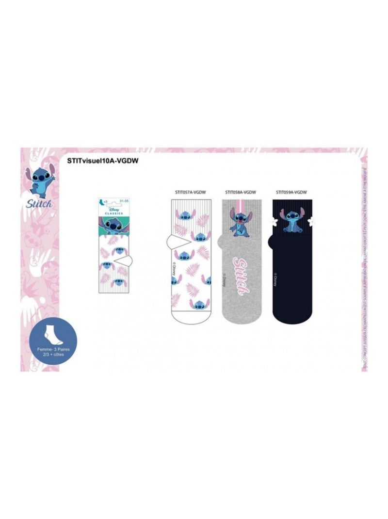 Pack de 6 Meias Mulher LILO E STITCH Azul Multicolor Branco - Kiabi
