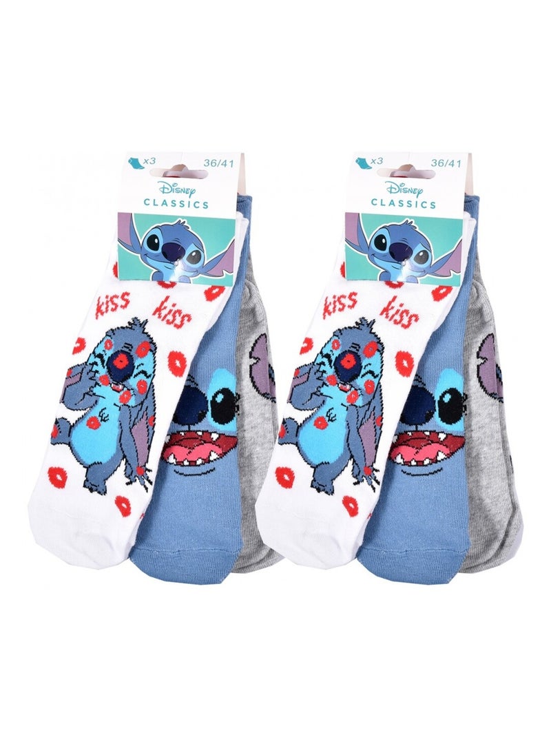 Pack de 6 Meias Mulher LILO E STITCH Cinza-branco azul - Kiabi
