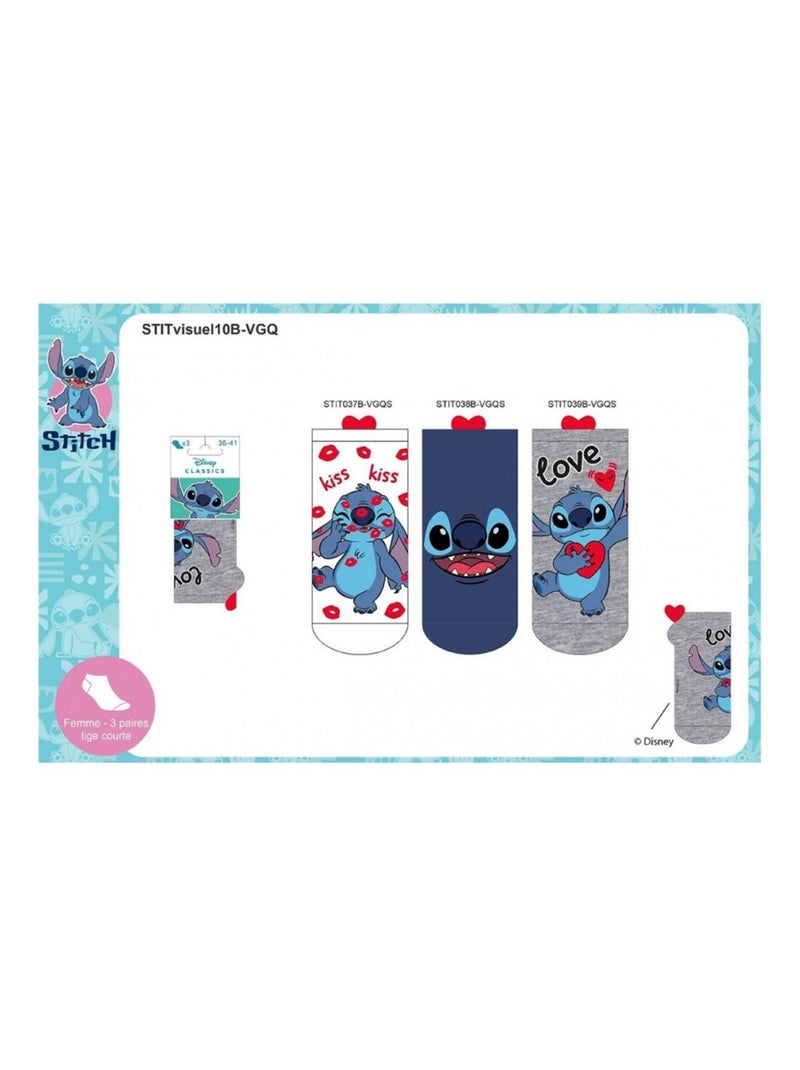 Pack de 6 Meias Mulher LILO E STITCH Cinza-branco azul - Kiabi