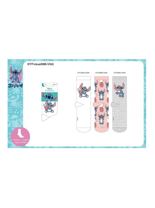 Pack de 6 Meias Mulher LILO E STITCH - Kiabi Pack de 6 Meias Mulher LILO E STITCH - Kiabi
