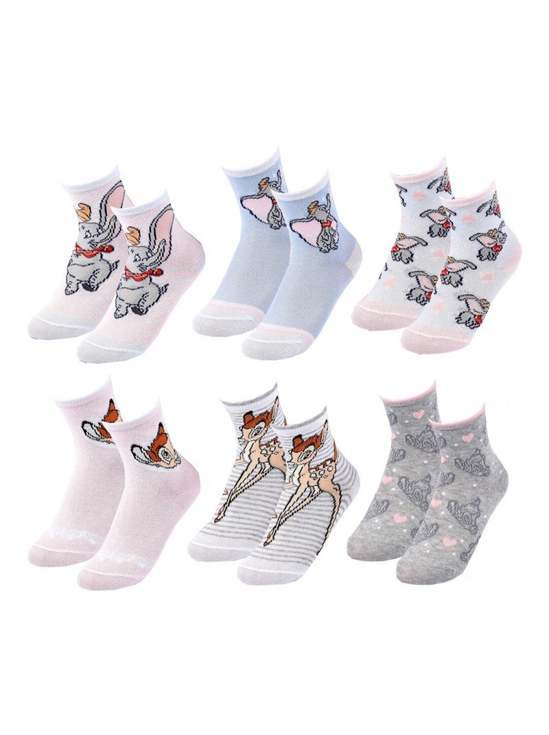 Pack de 6 Meias Rapariga DISNEY CLASSIC Branco Azul claro Cinza - Kiabi