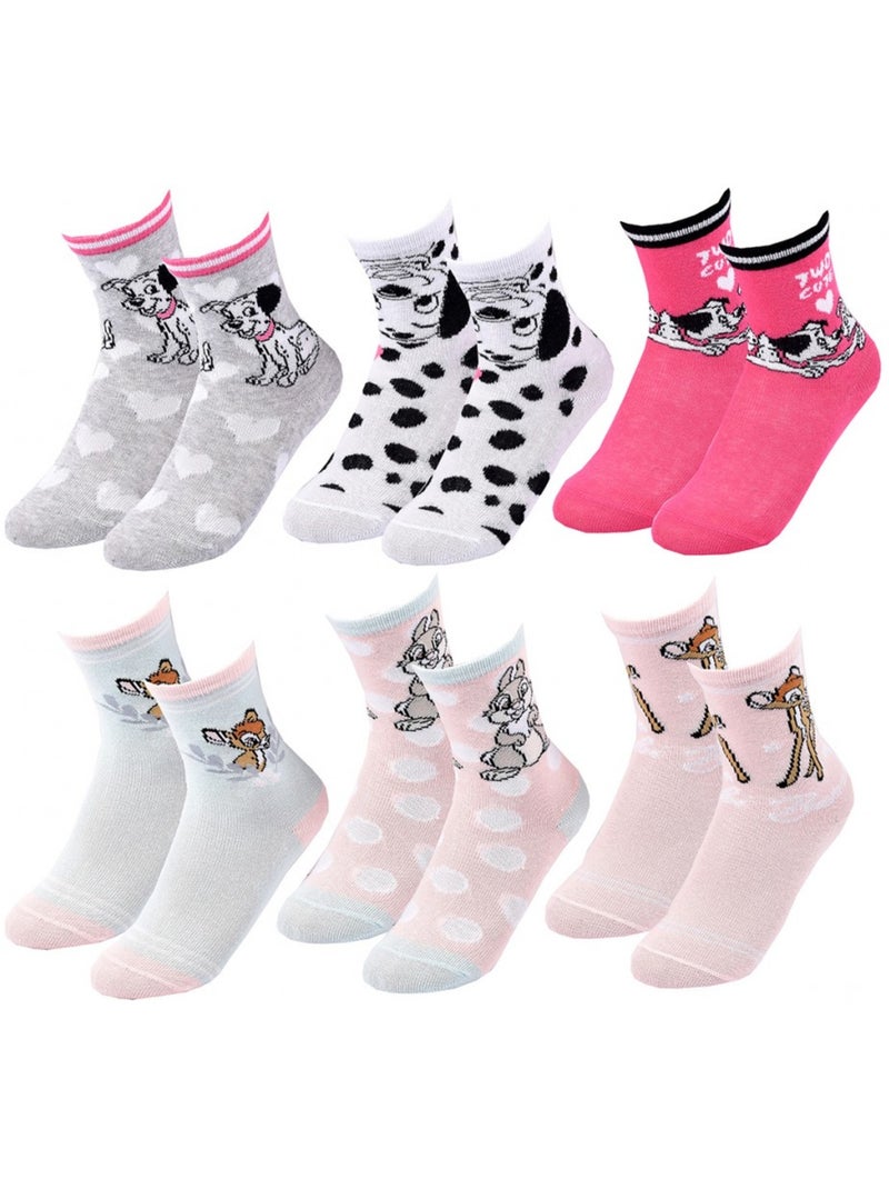 Pack de 6 Meias Rapariga DISNEY CLASSIC Cinza-rosa claro branco - Kiabi
