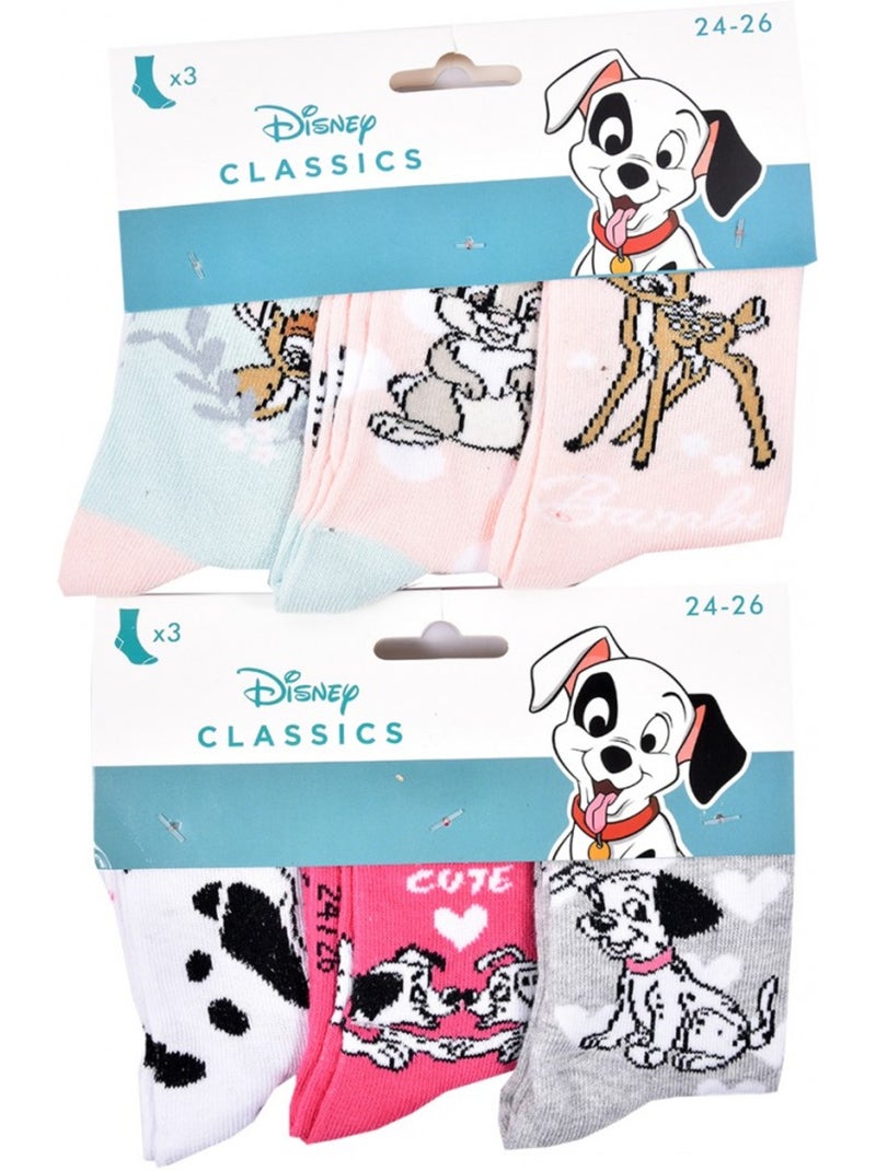 Pack de 6 Meias Rapariga DISNEY CLASSIC Cinza-rosa claro branco - Kiabi