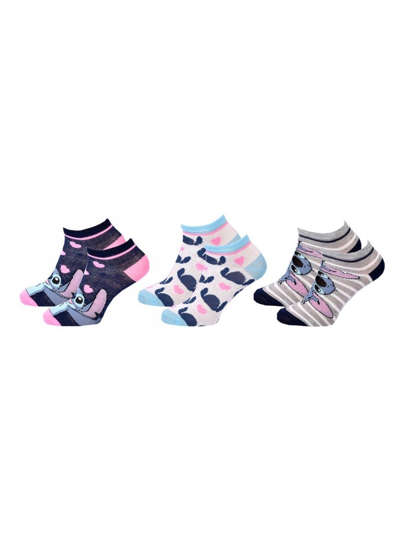 Pack de 6 Meias Rapariga DISNEY LILO ET STITCH Azul Multicolor Branco - Kiabi