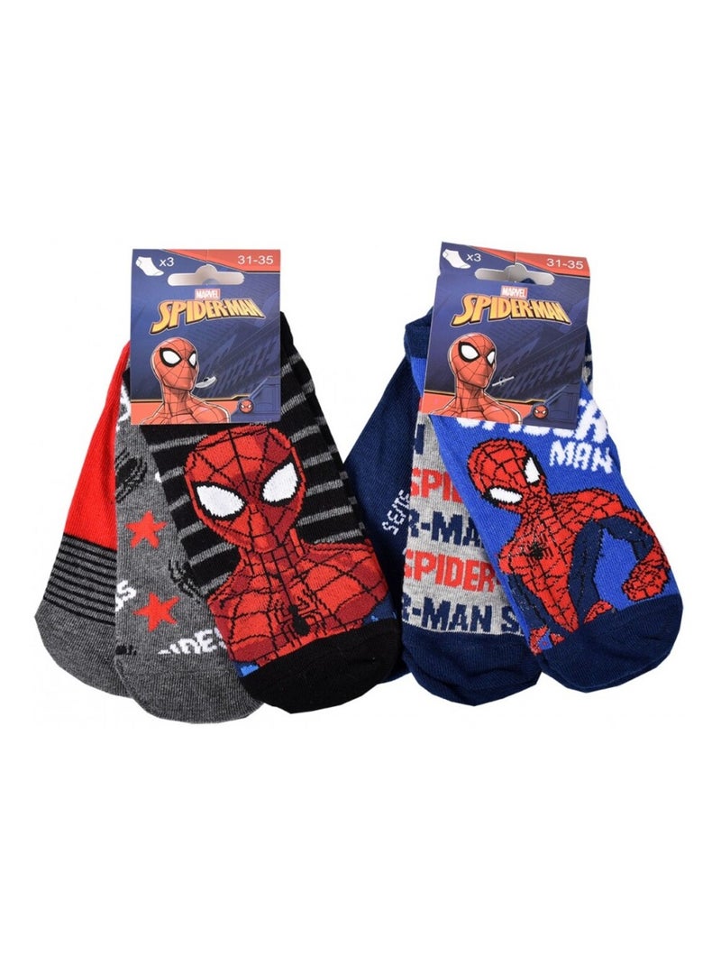 Pack de 6 Meias Rapaz DISNEY SPIDERMAN Preto Cinza-claro Azul - Kiabi