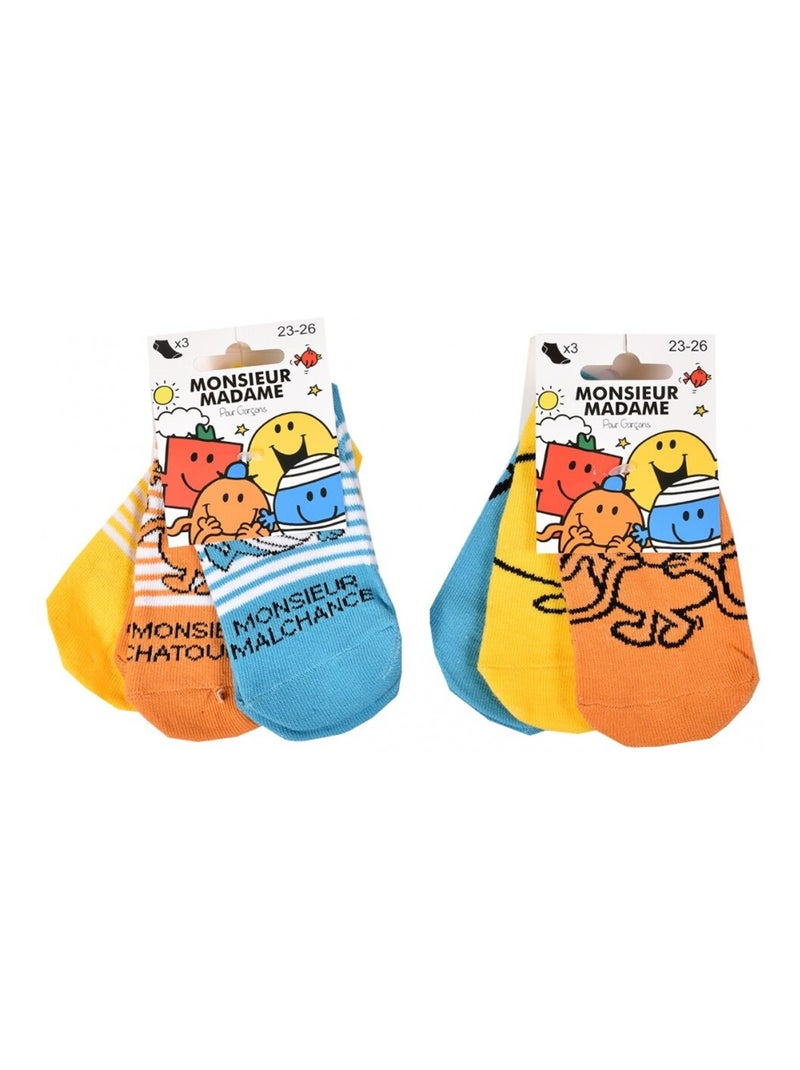 Pack de 6 Meias Rapaz MONSIEUR MADAME Azul Laranja claro - Kiabi
