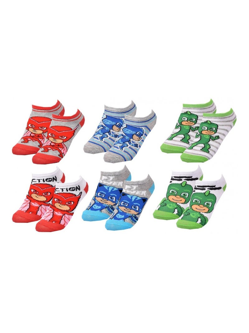 Pack de 6 Meias Rapaz PYJAMASQUE Cinza-vermelho azul - Kiabi
