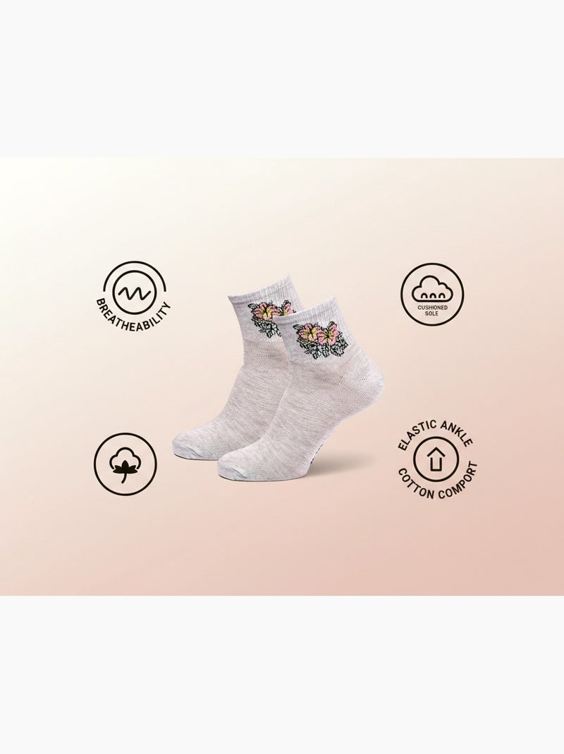 Pack de 6 Pares de Meias Curtas Quarter ROXY Branco Cinza Preto - Kiabi
