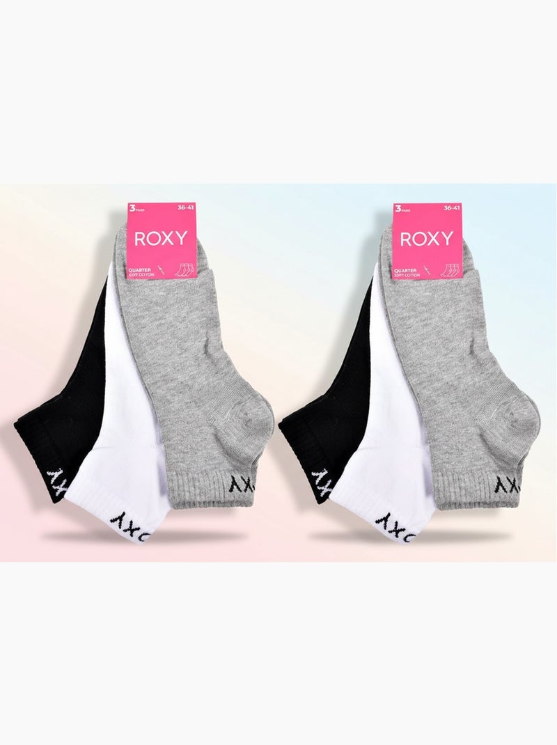 Pack de 6 Pares de Meias Curtas Quarter ROXY Cinza-branco preto - Kiabi