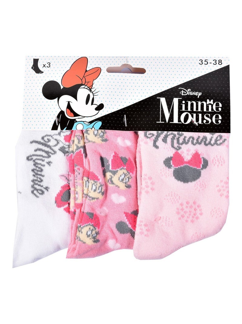 Pack de 6 Pares Meias Rapariga DISNEY MINNIE Branco Rosa claro Cinza - Kiabi