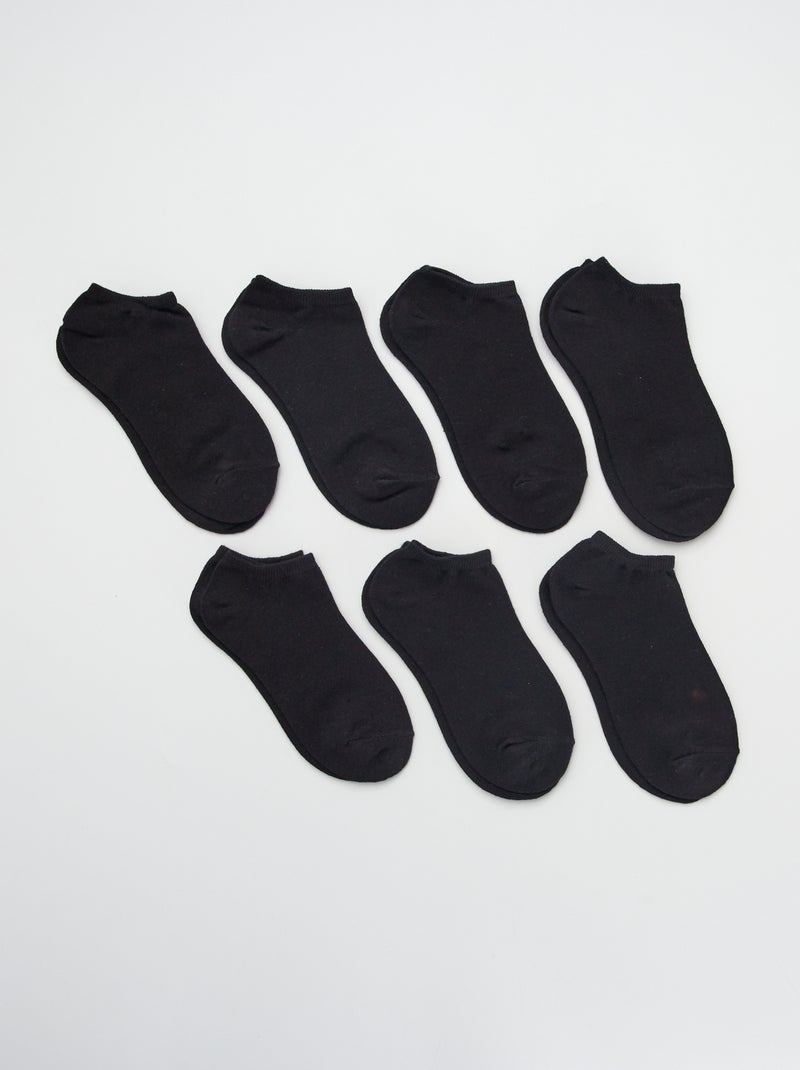 Pack de 7 meias invisíveis em algodão para mulher Preto - Kiabi