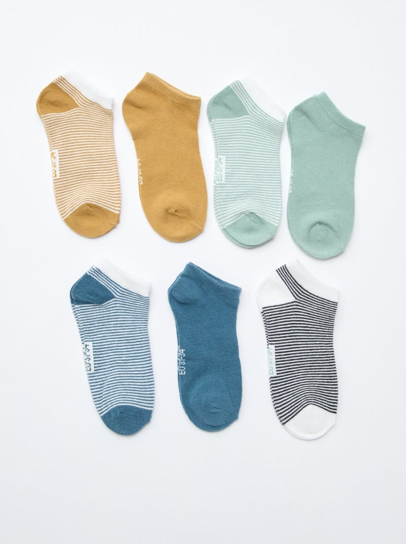 Pack de 7 pares de meias invisíveis Azul - Kiabi
