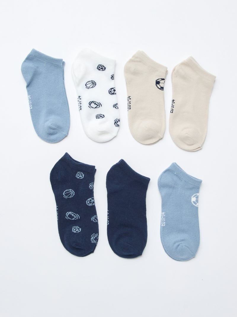 Pack de 7 pares de meias invisíveis Azul - Kiabi