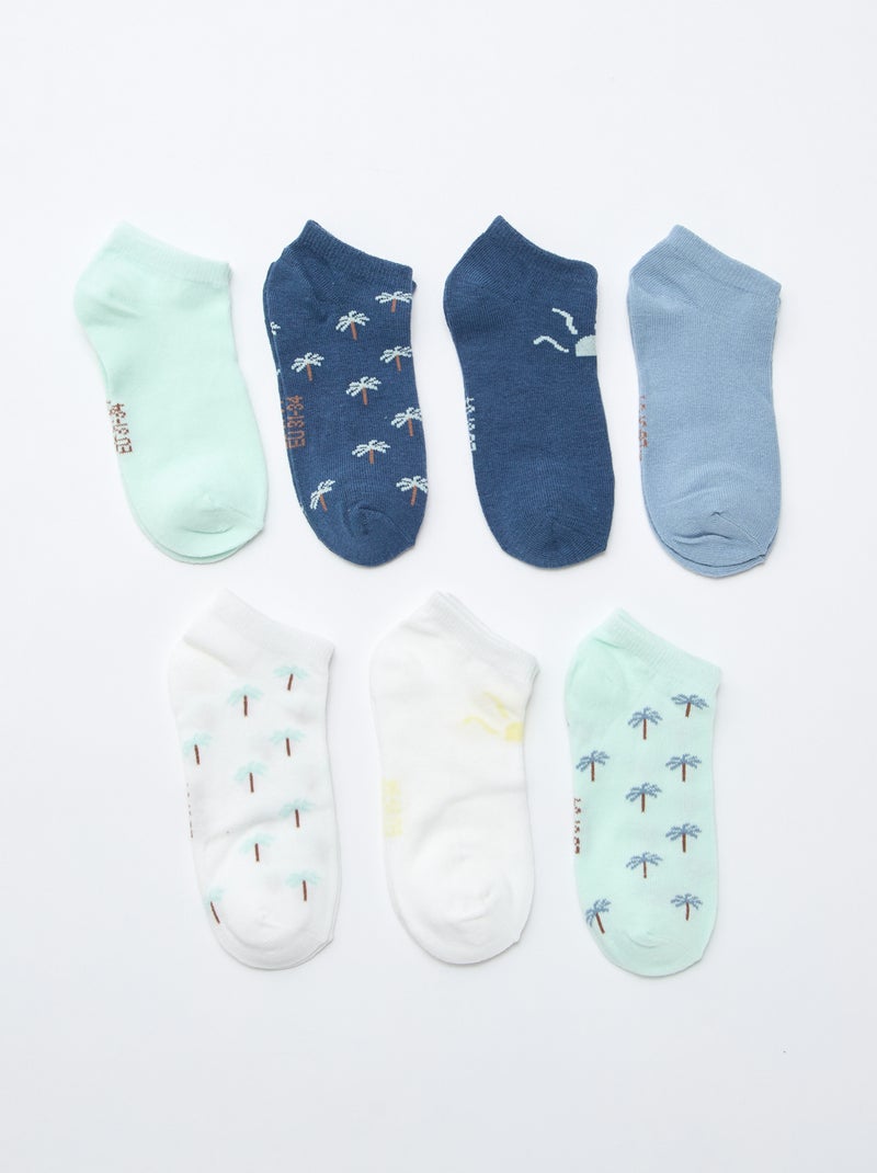 Pack de 7 pares de meias invisíveis Azul - Kiabi