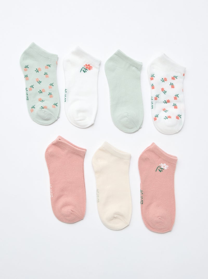Pack de 7 pares de meias invisíveis Verde - Kiabi