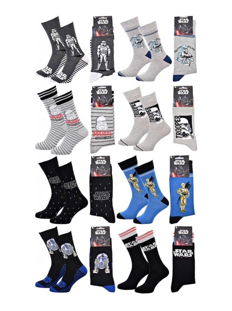 Pack de 8 Meias Homem DISNEY STAR WARS Cinza-cinza preto - Kiabi