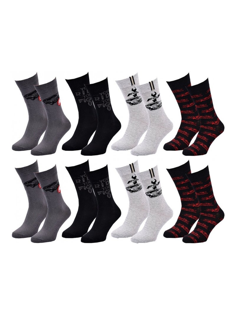 Pack de 8 Meias Homem FAST AND FURIOUS Cinza-cinza antracite preto - Kiabi