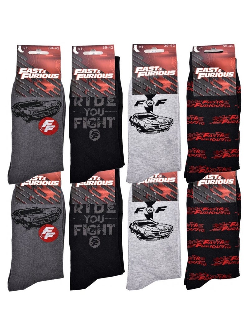 Pack de 8 Meias Homem FAST AND FURIOUS Cinza-cinza antracite preto - Kiabi