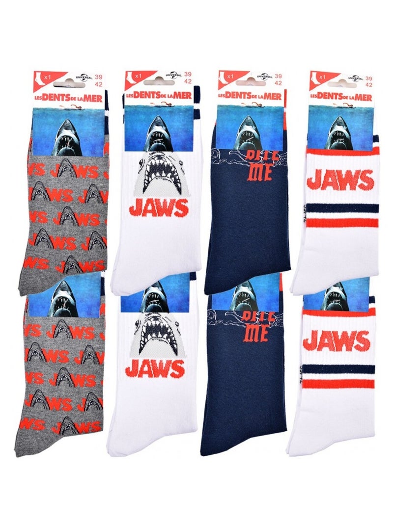 Pack de 8 Meias Homem JAWS Cinza azul-marinho branco - Kiabi