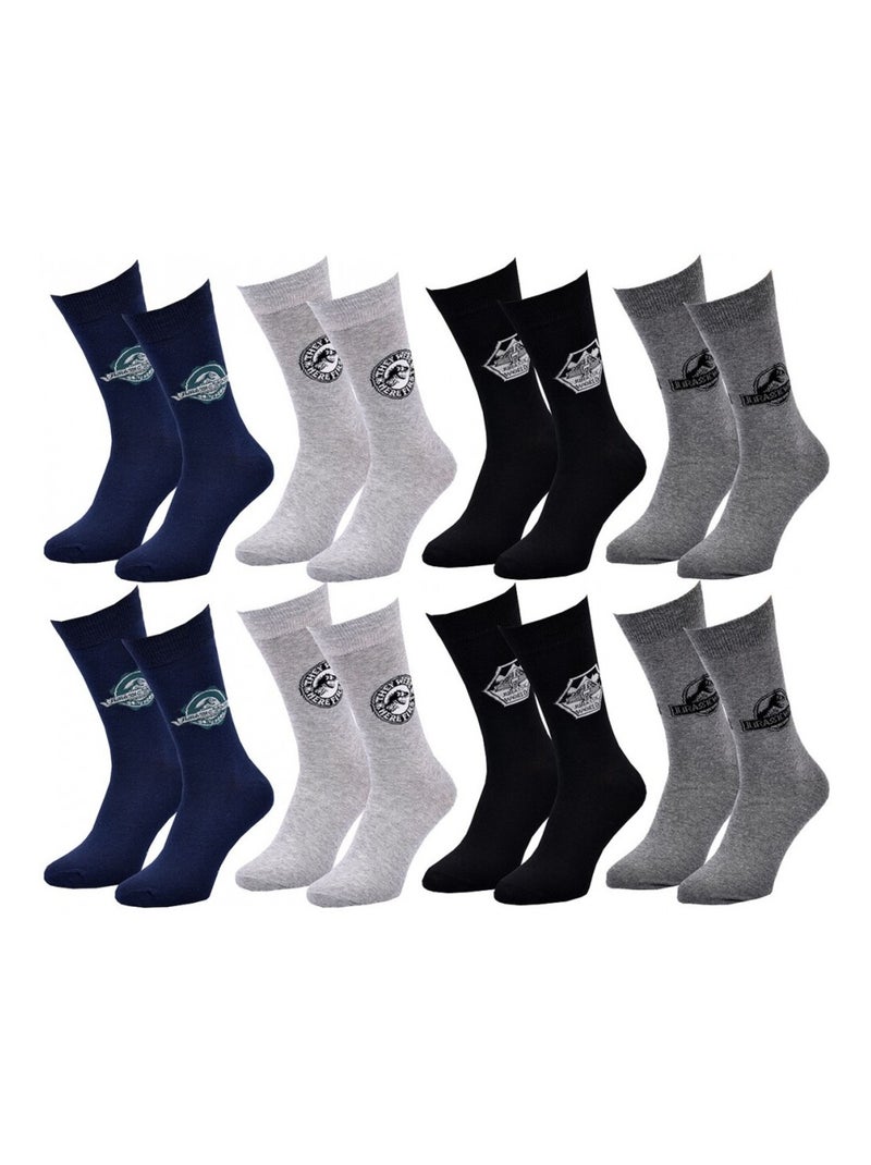 Pack de 8 Meias Homem JURASSIC WORLD Azul-cinza claro Preto - Kiabi