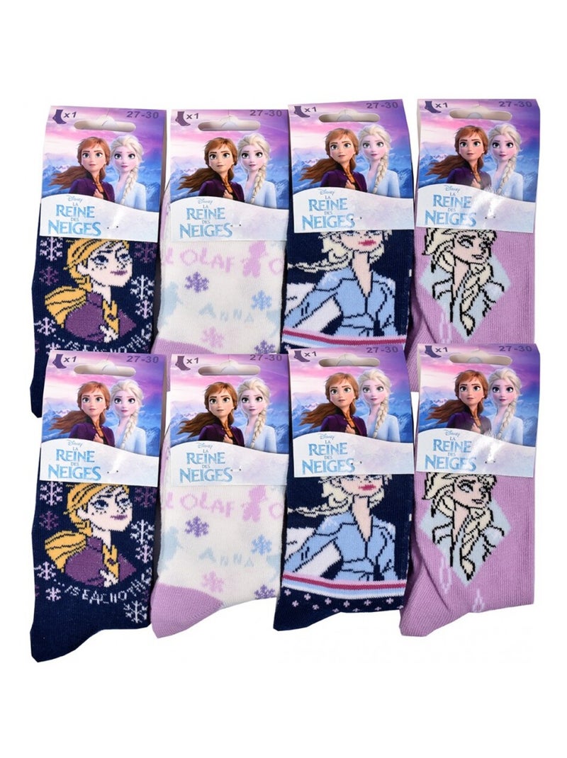 Pack de 8 meias rapariga LA REINE DES NEIGES Branco Violeta Branco - Kiabi