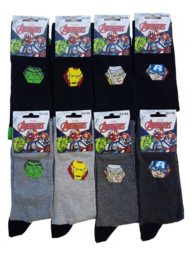 Pack de 9 Meias Homem AVENGERS Preto Multicolorido Cinza - Kiabi