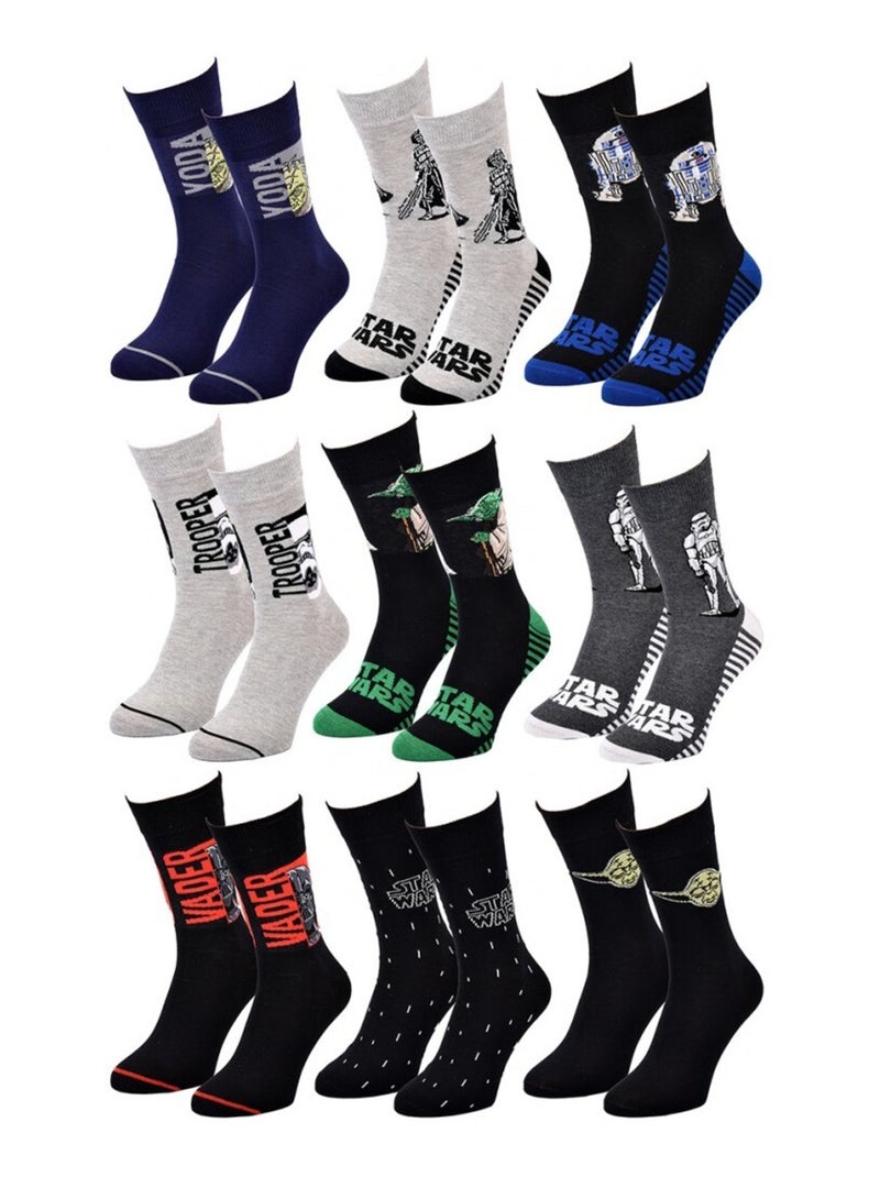 Pack de 9 Meias Homem DISNEY STAR WARS Cinza-amarelo preto - Kiabi