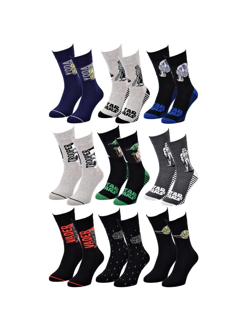 Pack de 9 Meias Homem LICENCE Preto Multicolorido Azul - Kiabi