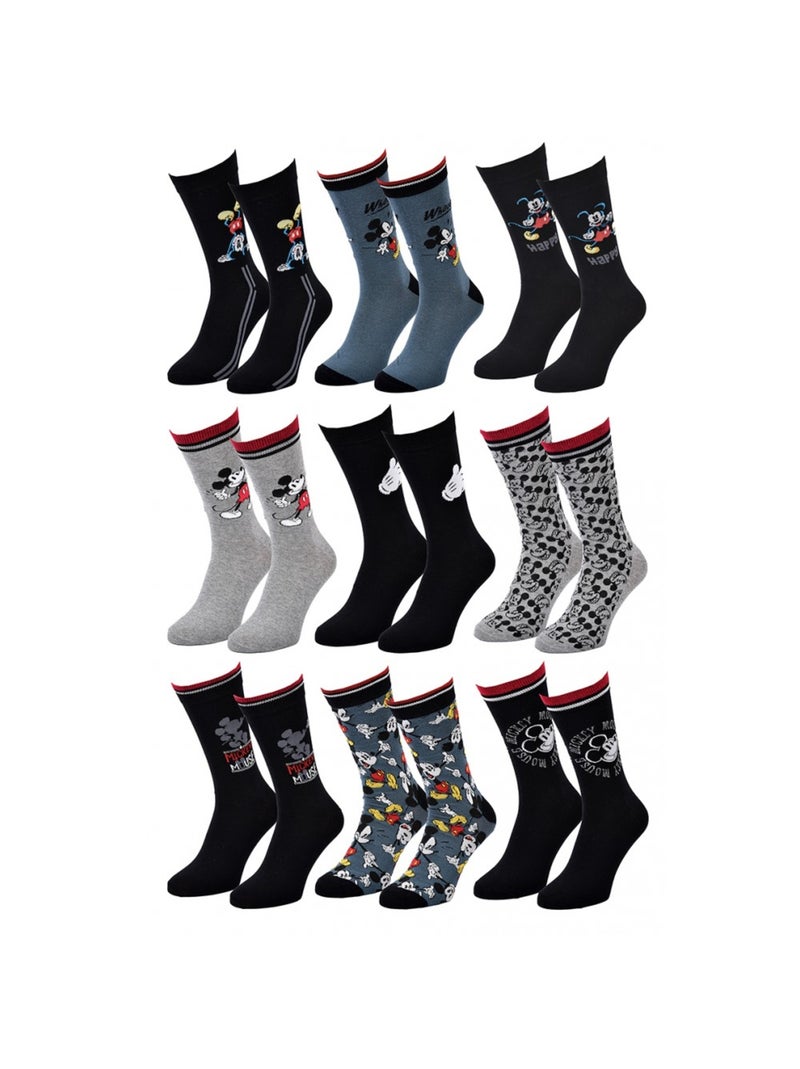 Pack de 9 Meias Homem LICENCE Preto Multicolorido Cinza - Kiabi