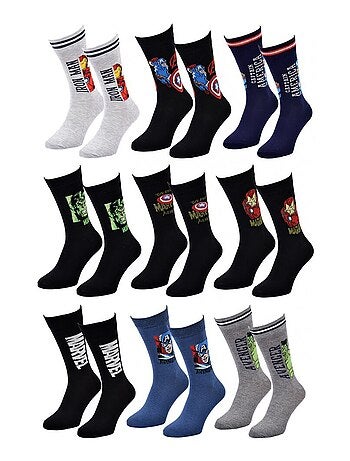 Pack de 9 Meias Homem MARVEL AVENGERS