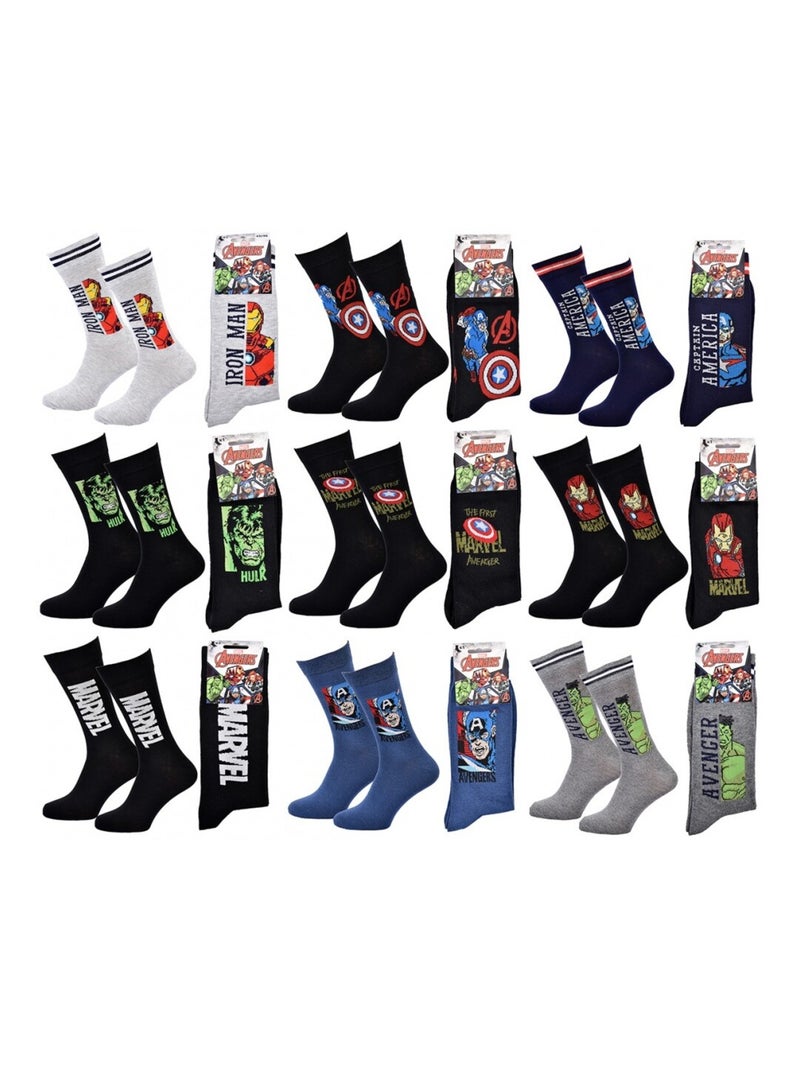Pack de 9 Meias Homem MARVEL AVENGERS Cinza-amarelo preto - Kiabi