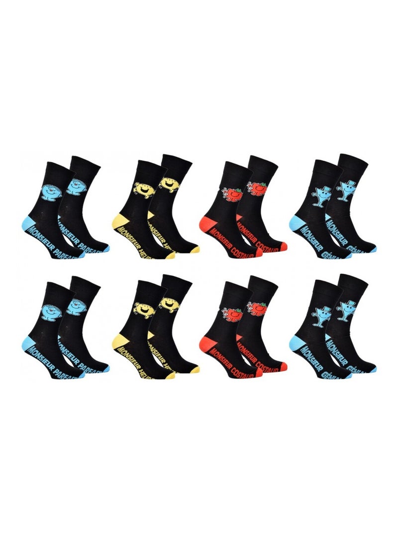 Pack de 9 Meias Homem MONSIEUR MADAME Preto Multicolorido Preto - Kiabi