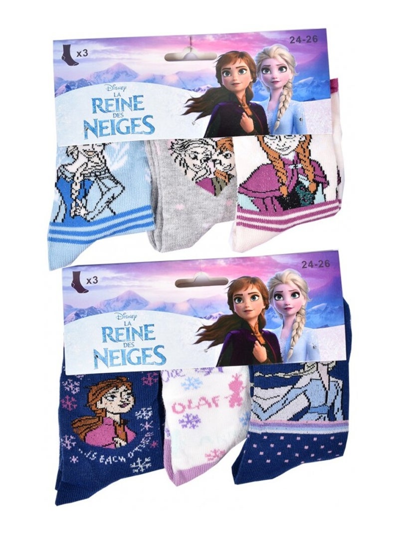 Pack de 9 Meias Rapariga LA REINE DES NEIGES Branco Violeta Branco - Kiabi